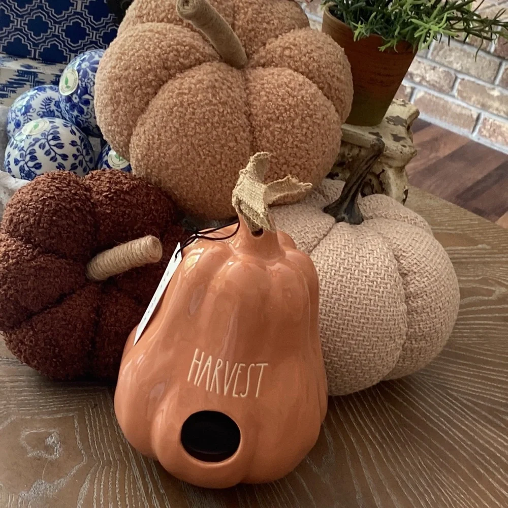 NEW! Rae Dunn Ceramic Farmhouse Harvest Gourd Pumpkin Birdhouse